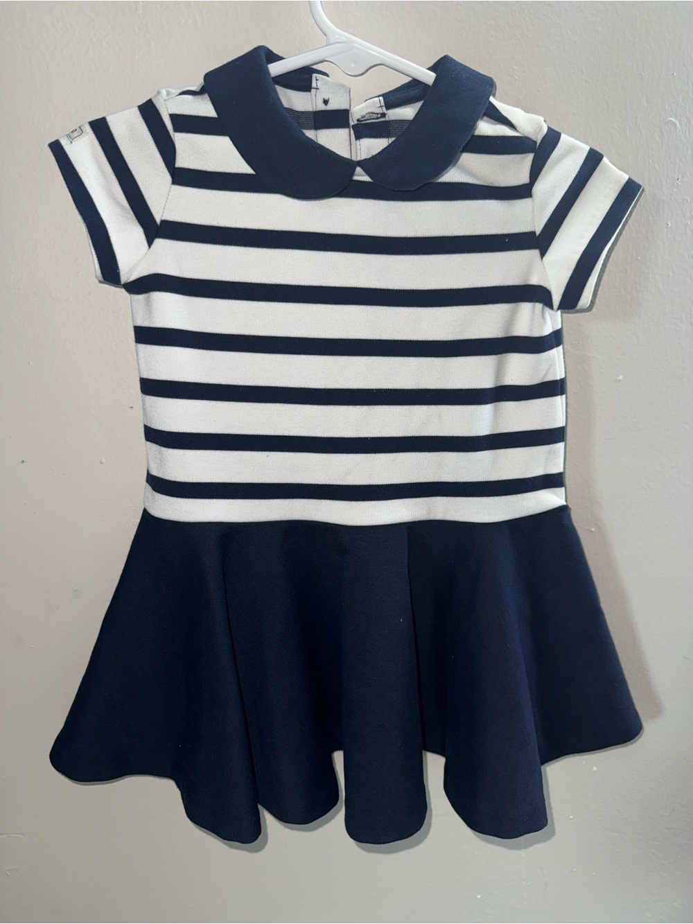 Polo by Ralph Lauren Navy and White Striped Peter Pan Collar Tee Dress